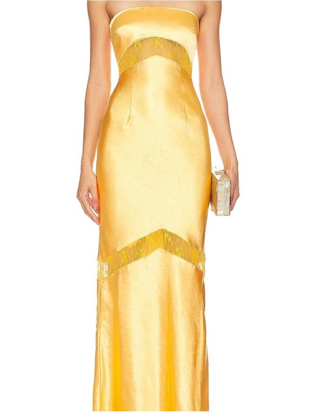 Runaway the label Strapless Yellow Evening Gown